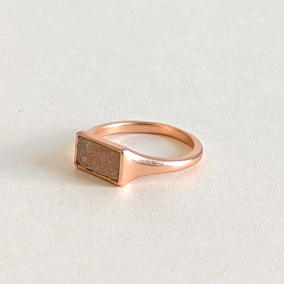 Kendra Scott Glenna Drusy Ring Rose Gold Rectangular Pink Iridescent Drusy sz 8 - Picture 5 of 11